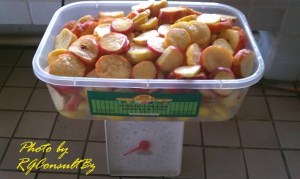 Weighing chopped cashew for wine